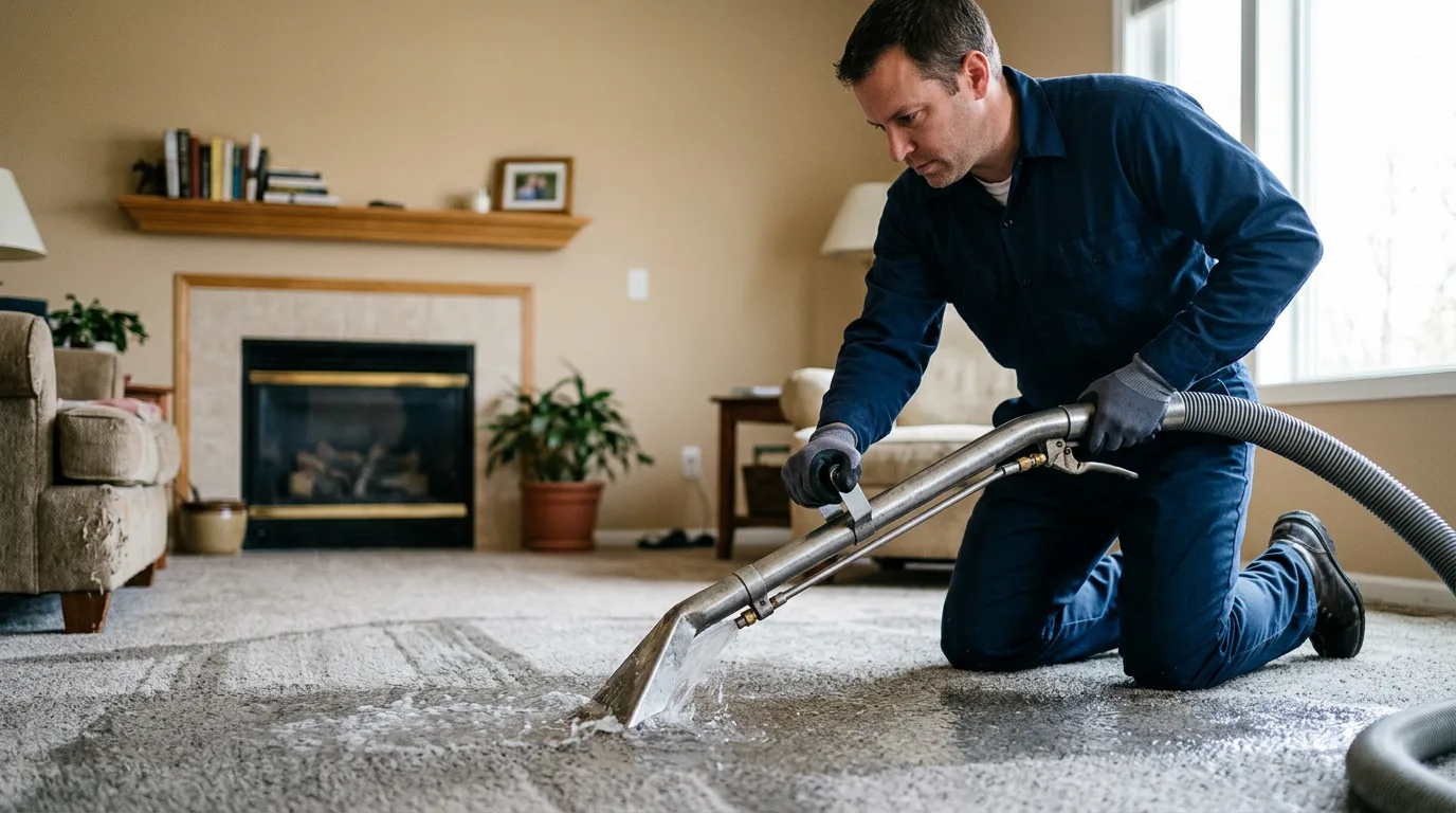 Water damage restoration technician working near Wyandanch, NY
